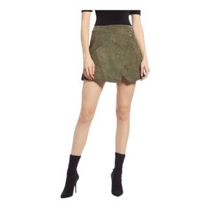 BlankNYC Womens Green Suede Wrap Snap & Button Closure Mini Skirt Size 30